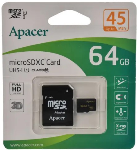 Карта памяті Voltronic Apacer microSDHC-Ap/64 Class 10 UHS-I