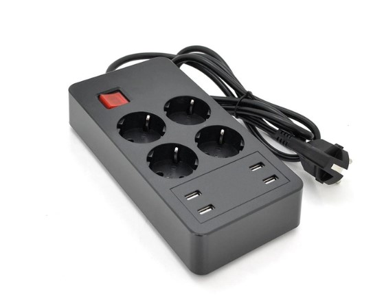 Мережевий фільтр Voltronic P-EU4U4S-4000W Black 2 м, 4 розетки Voltronic - купити в Україні
