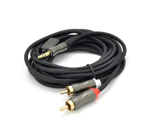 Аудіо-кабель VEGGIEG YT-AR2-5 mini-jack 3.5 мм (тато)  -  2RCA (тато) 5m Black