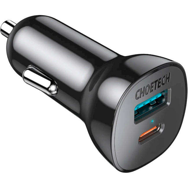 Автомобільний адаптер для телефона Choetech (TC0005) Black 38W PD3.0 QC3.0