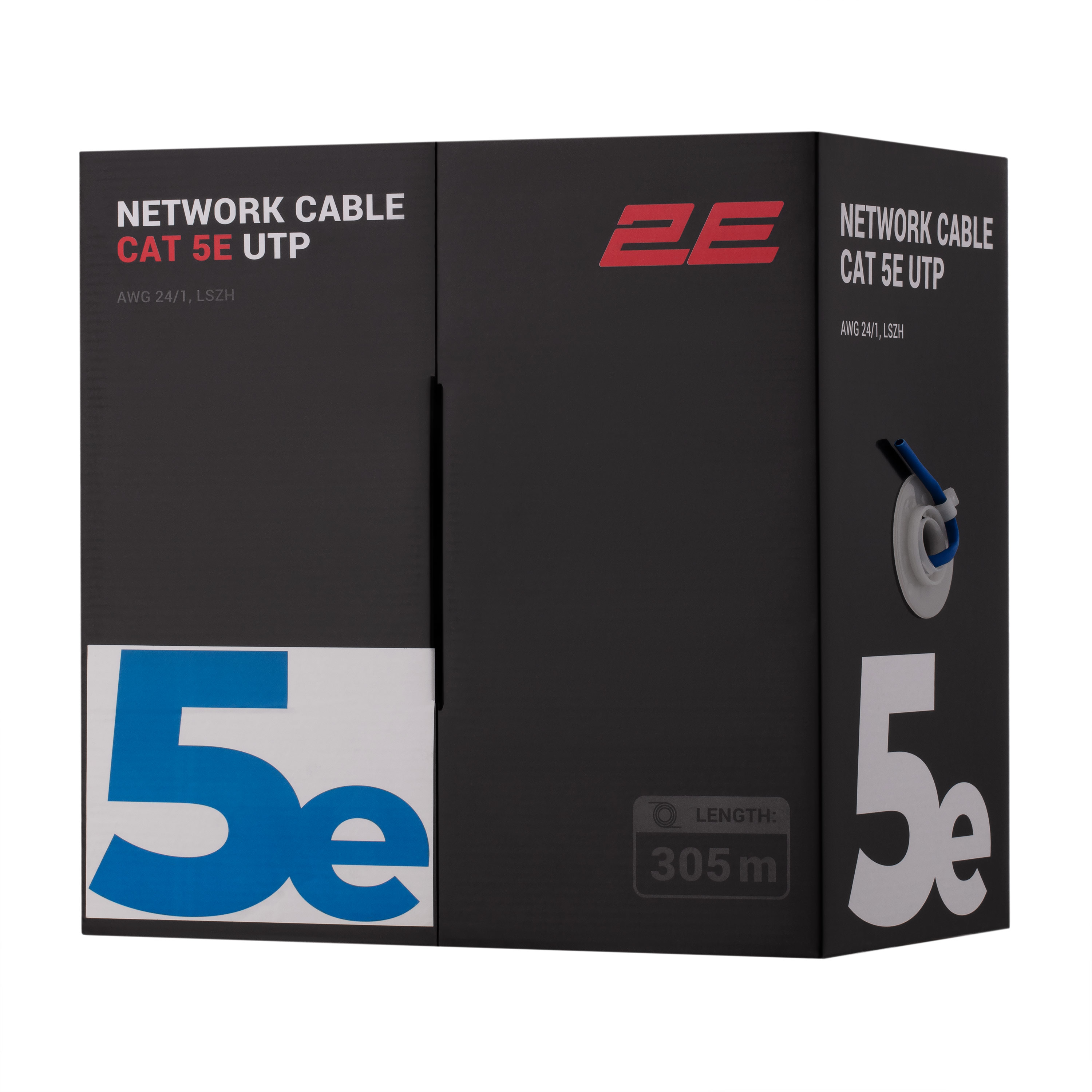 Вита пара 2E U-UTP CAT5e AWG 24/1 LSZH 305m Blue (2E-CBL5EUTP-LSZH-BLU)