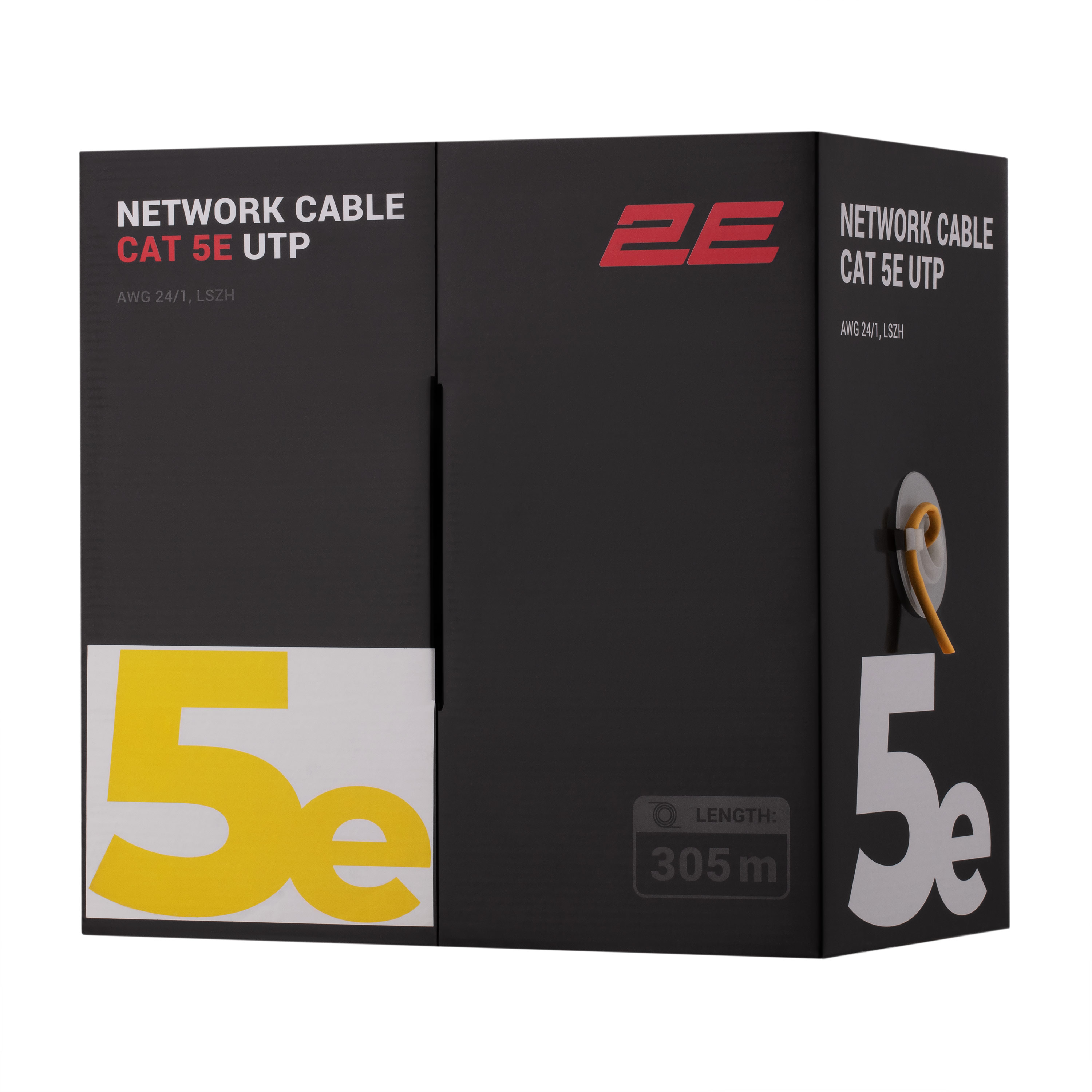 Вита пара 2E U-UTP CAT5e AWG 24/1 LSZH 305m Yellow (2E-CBL5EUTP-LSZH-YLW)