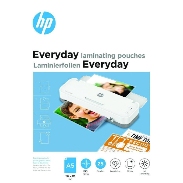 Плівка для ламінування HP EVERYDAY LAMINATING POUCHES, A5, 80 MIC, 154 x 216, 25 PCS (9155) HP - купити в Україні