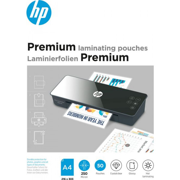 Плівка для ламінування HP PREMIUM LAMINATING POUCHES, A4, 250 MIC, 216x303, 50 PCS (9125) HP - купити в Україні