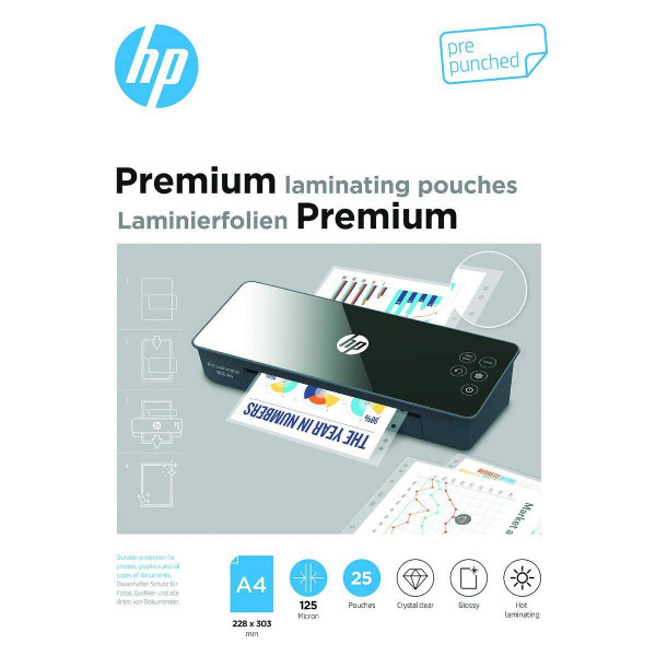 Плівка для ламінування HP PREMIUM POUCHES A4 PRE-PUNCHED, 125 MIC, 228 x 303, 25 PCS (9122) HP - купити в Україні
