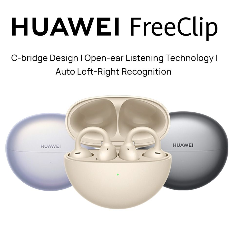 Бездротові навушники Huawei FreeClip Black купити, ціна та відгуки
