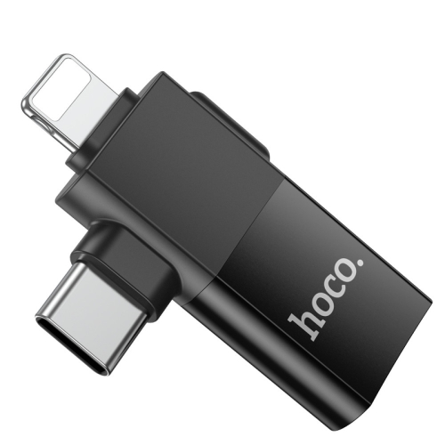 Перехідник Hoco UA17 Lightning/USB-C (тато) - USB-A (мама) Black