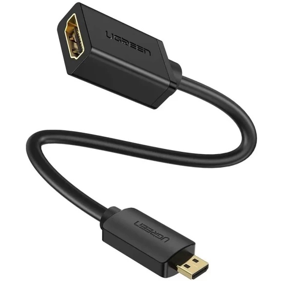Відео-кабель Ugreen 20134 Micro HDMI (тато) - HDMI (мама), 0.22m Black