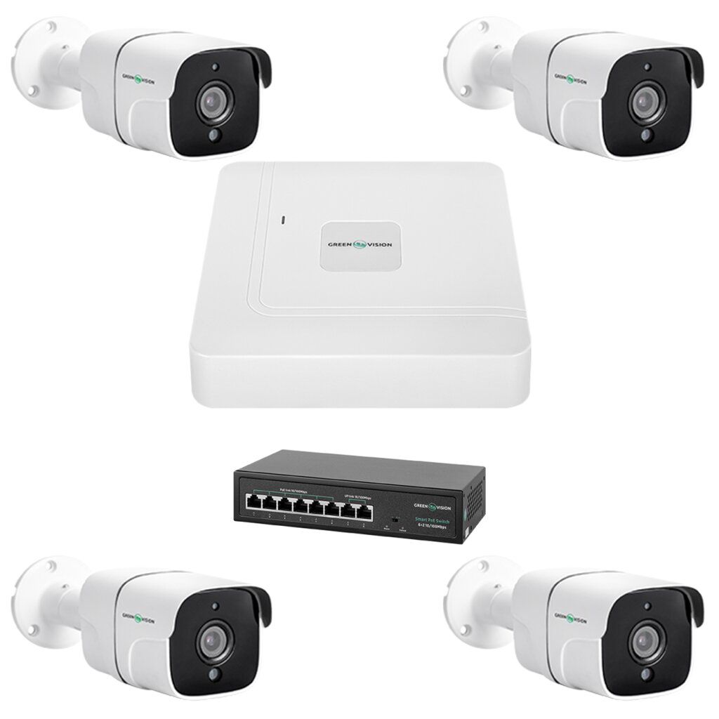Комплект відеонагляду GreenVision GV-IP-K-W75/04 5MP (23192)