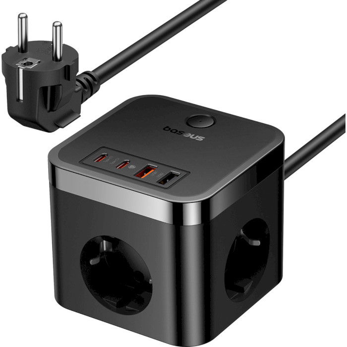 Мережевий фільтр Baseus PowerCombo Cube Power Strip 3AC + 2U + 2C 30W 1.5m Black Baseus - купити в Україні