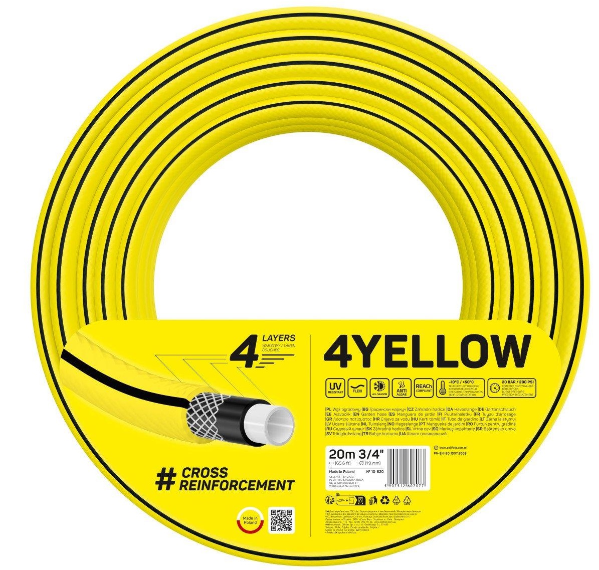 Шланг Cellfast 4YELLOW 3/4 20м (10-520) Cellfast - купити в Україні