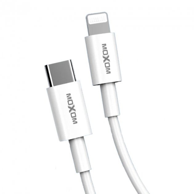 Дата-кабель MOXOM MX-CB19 PD Type-C (тато)  -  Lightning (тато) 1 м White MOXOM - купити в Україні