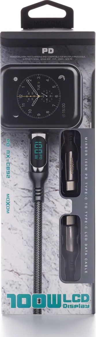 Дата-кабель MOXOM MX-CB92 Type-C (тато)  -  Type-C (тато) 1м Black