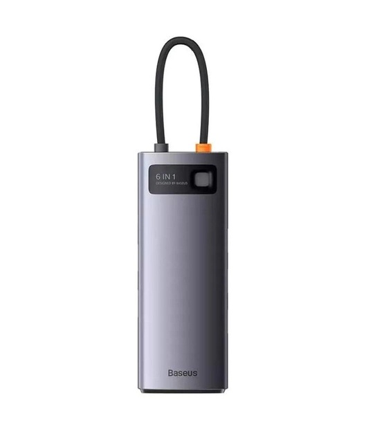USB-хаб Baseus Starjoy 6-port Type-C Hub Adapter Gray HDMI (60 Hz, 4K), 3хUSB 3.0, 1xType-C (PD), RJ45 (LAN) (WKWG080013) Baseus - купити в Україні