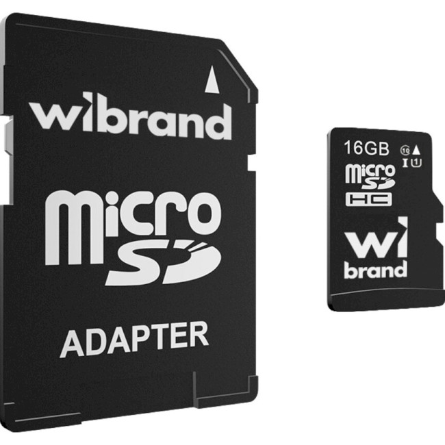 Карта памяті Wibrand microSDHC 16GB UHS-I Class 10 + SD-adapter (WICDHU1/16GB-A)