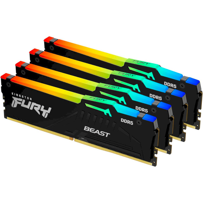 Оперативна память Kingston FURY 128GB (4x32GB) DDR5 5600 MHz Beast RGB (KF556C40BBAK4-128) Kingston FURY - купити в Україні
