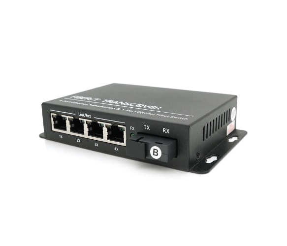 Медіаконвертер ONV ONV-0110S-SCX-S4-B 4*100М RJ45 + 1*SC порт ( single mode single fiber,1310/1550nm, 20km ) ONV - купити в Україні