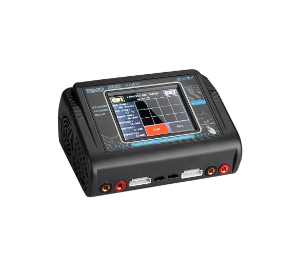 Зарядний пристрій для акумулятора Voltronic HTRC T240 Duo AC150/DC240Вт, тип АКБ LiPo, LiHv, Li-ion, NiMh, LiFe, Pb, 3.2 Touch screen