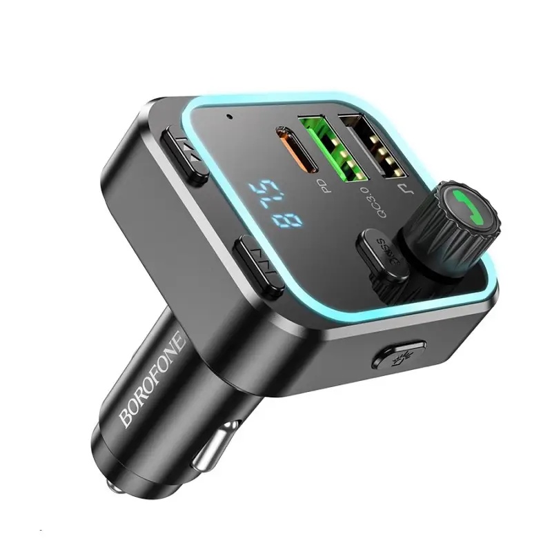 ФМ-модулятор Borofone BC53 Highway PD20W + QC3.0 Black 18W