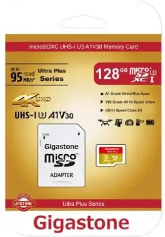 Карта памяті GIGASTONE MicroSDXC UHS-1 U3 128GB Professional