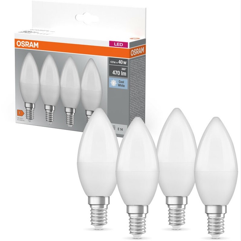 Світлодіодна лампа OSRAM LED E14 4.9Вт 2700К 470Лм B40 4 шт (4058075819610) OSRAM - купити в Україні