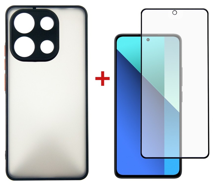 Чохол-накладка DENGOS для Xiaomi Redmi Note 13 4g панель + скло Black (DG-KM-66) DENGOS - купити в Україні