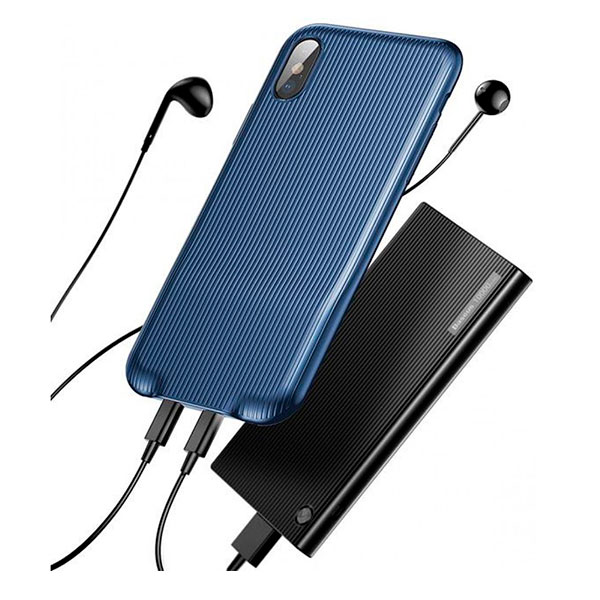 

Накладка для iPhone X/iPhone XS силікон Baseus (Audio+Charge/Double lightning) Blue, Audio+Charge/Double lightning