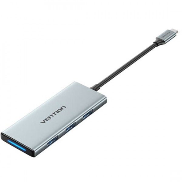 USB-хаб Vention USB3.1 Type-C  -   -   HDMI/USB 3.0x3/SD/TF/PD 100W 7-in-1 Gray (TOPHB) Vention - купити в Україні