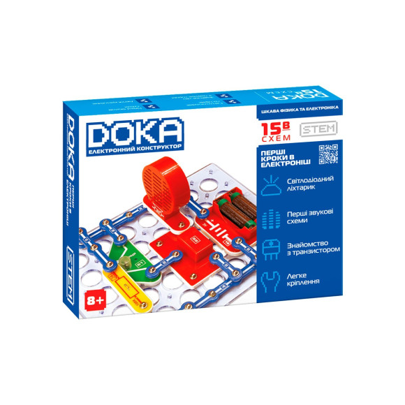Конструктор DOKA Перші кроки в електроніці (Набір В, 15 схем) (D70710)