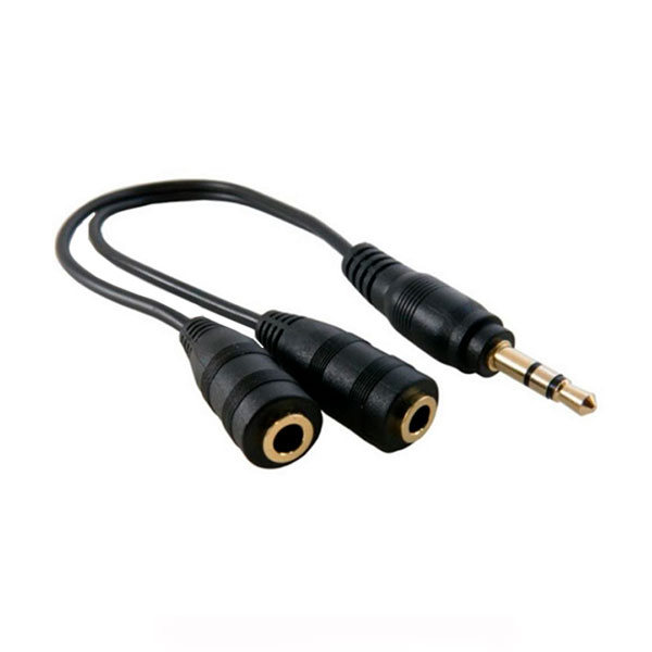 Аудіо-кабель Extradigital mini-jack 3.5(мама)2хmini-jack 3.5(тато), 0,2m Black Extradigital - купити в Україні